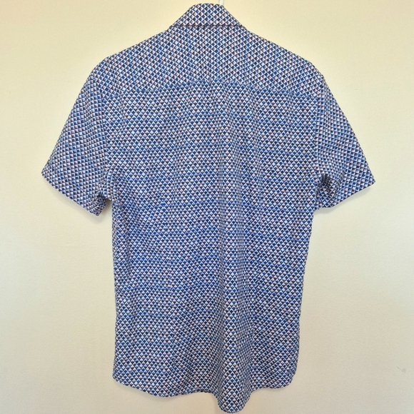 Soul of London Men’s Short Sleeve Blue Geometric Button-Down Shirt – Size M - Picture 5 of 5
